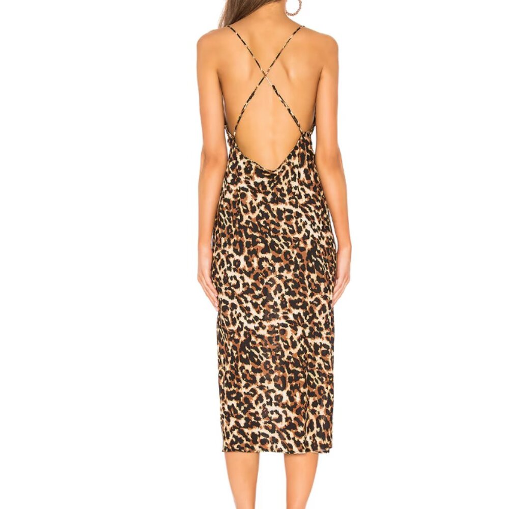 RESA Leopard Print Midi Dress in Brown and Black - Picture 3 of 3